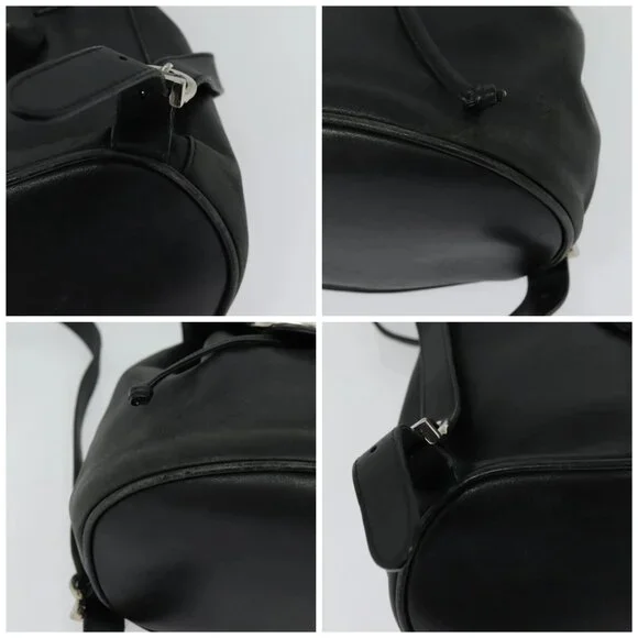 Salvatore Ferragamo Gancini Backpack Leather Black Silver Auth gh705 Salvatore Ferragamo Gancini Backpack Leather Black Silver  main image 2